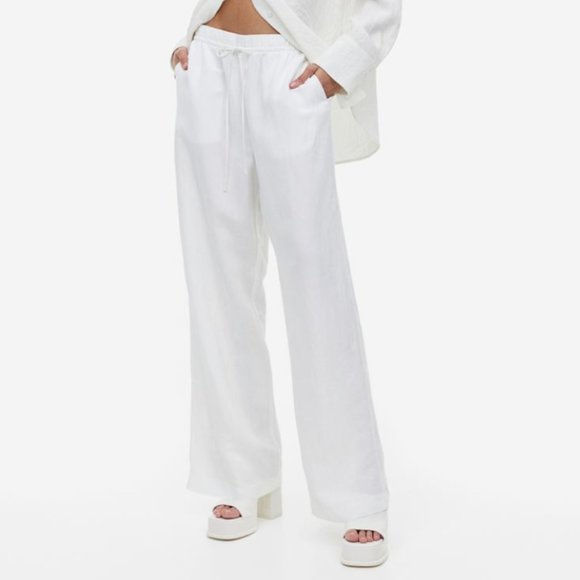 NWT H&M Linen-blend Pull-on Pants - Picture 1 of 8